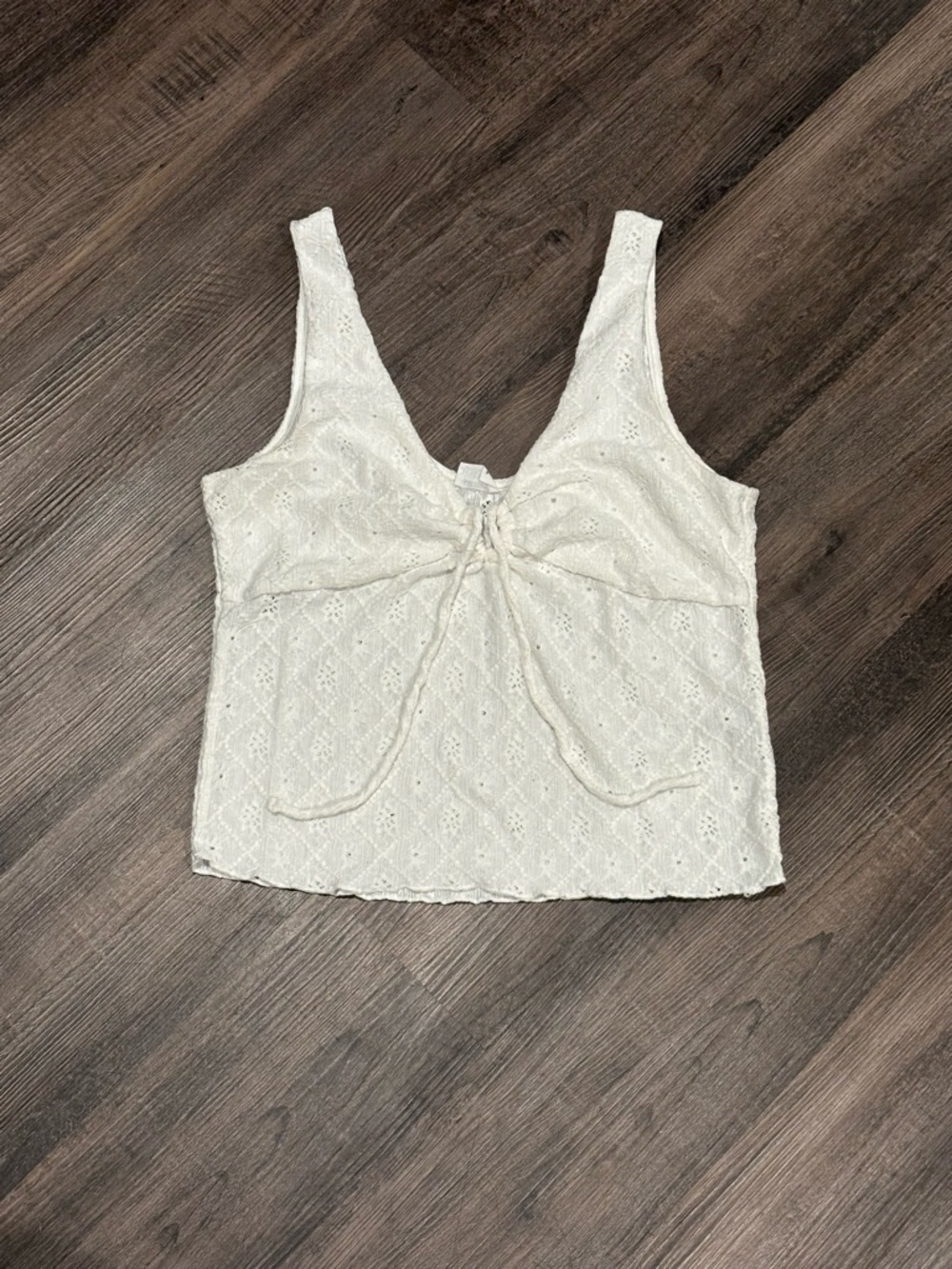 Cotton On White Eyelet Tie-Front Tank